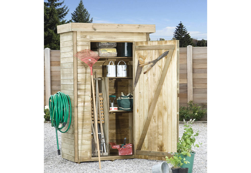 Armoire de jardin en bois d'acacia - WIENS - 90x40x90 cm - Marron