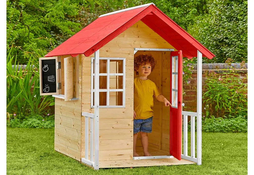 Cabane enfant - Maisonnette de jardin avec pergola en bois - Couleur Garden