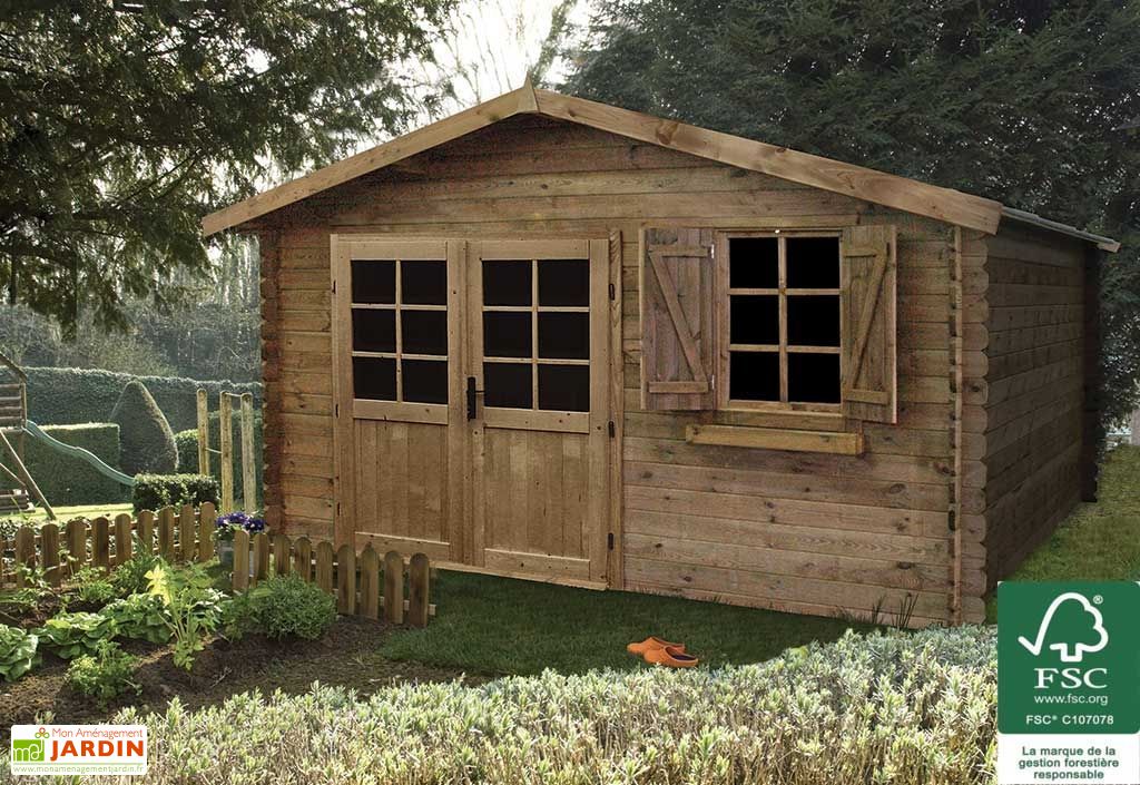 Abri de Jardin Bois Traité Autoclave Zahora (3,98x3,98m) Madeira