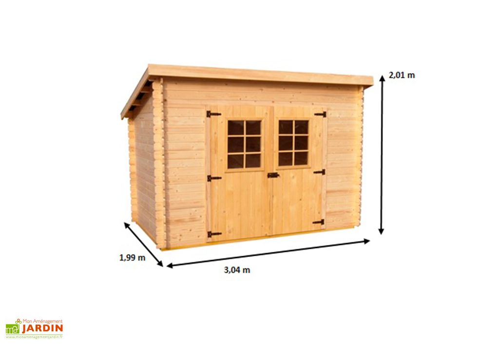 Abri De Jardin Bois 20 Mm Monopente 198x314x200cm Habrita