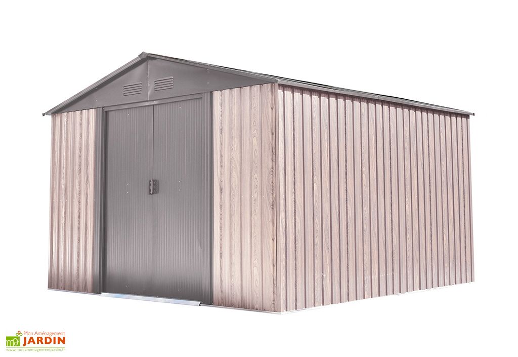 abri de jardin en acier galvanise imitation bois woodtouch 9 m x metal