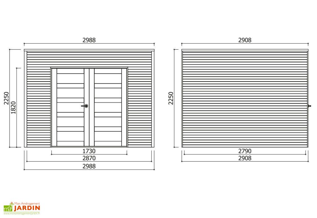 Abri De Jardin En Bois Traite Bari 19 Mm 9 M Avec Toit Plat Solid