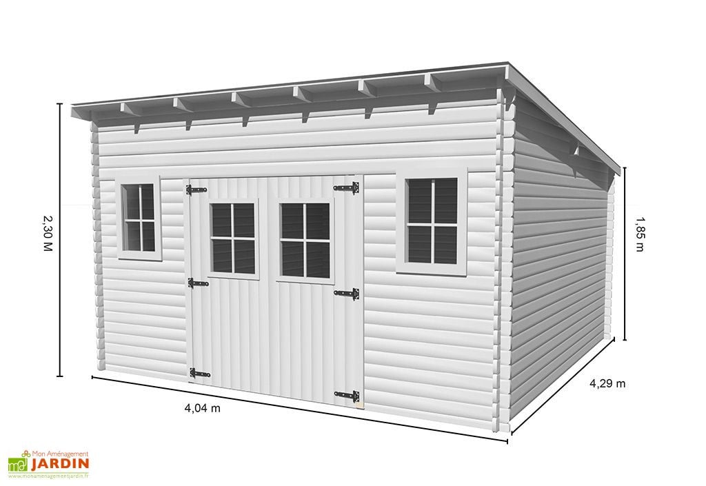 Abri De Jardin En Bois Avec Toiture 1 Pente 400x400cm Sens Au Choix Habrita