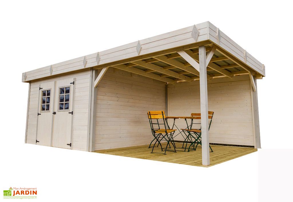 Abri De Jardin En Bois D Epicea Brut Avec Auvent 20 M Habrita