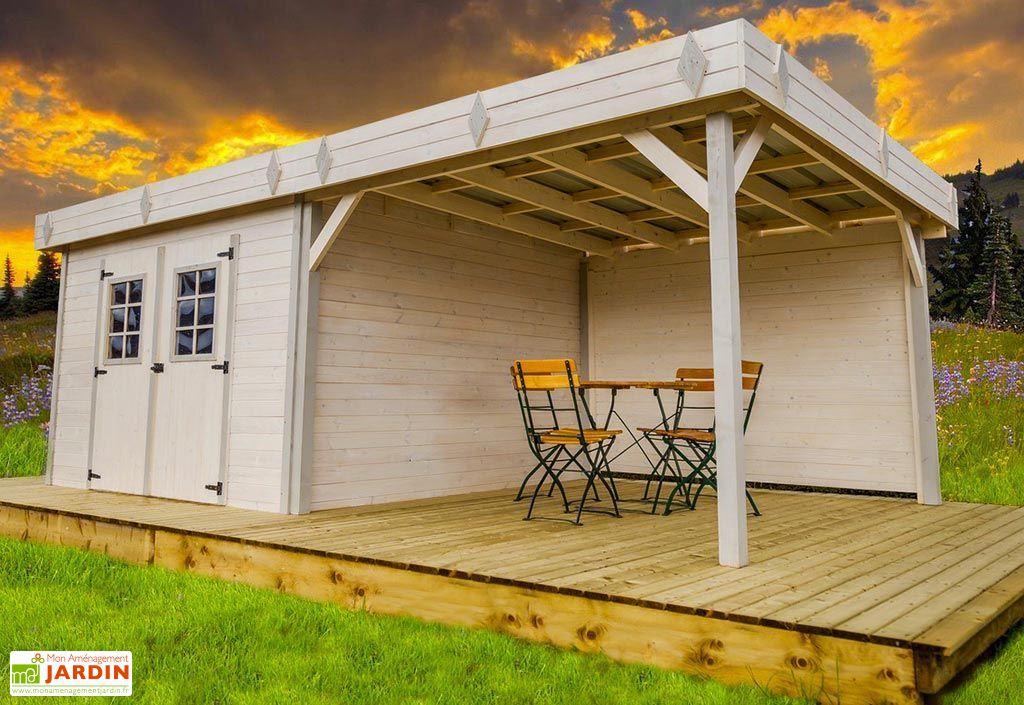 Abri De Jardin En Bois D Epicea Brut Avec Auvent 20 M Habrita