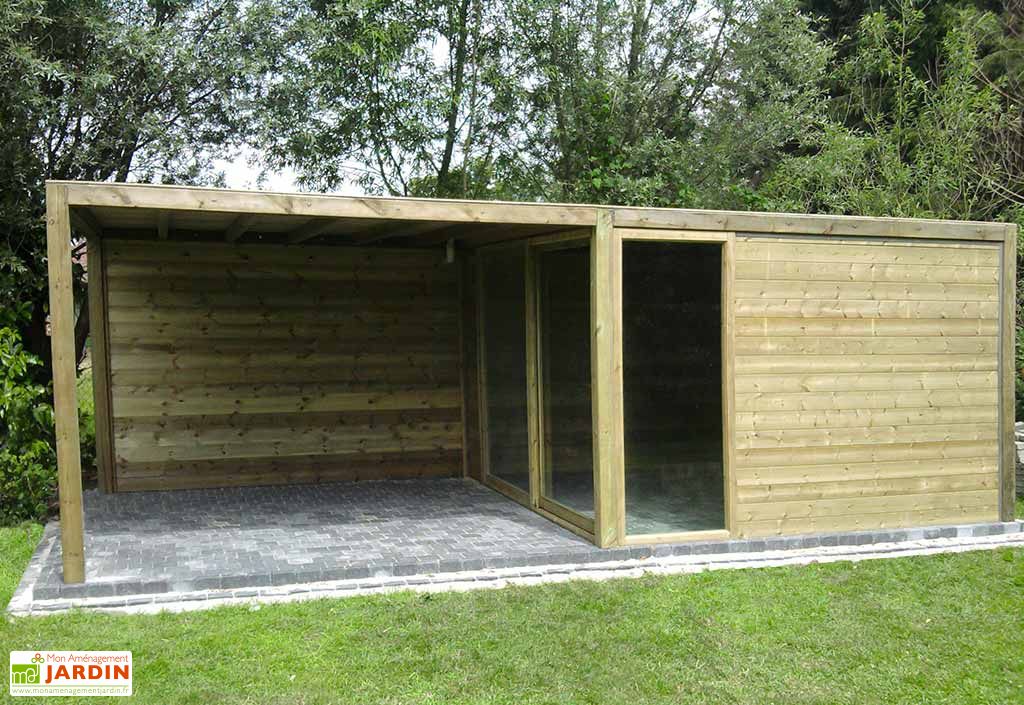 Abri De Jardin Bois Baie Vitree Auvent Exterior 350x738cm