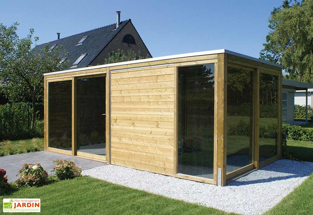 Abri de Jardin Bois + 2 Baies Vitrées Exterior (600x300cm ...