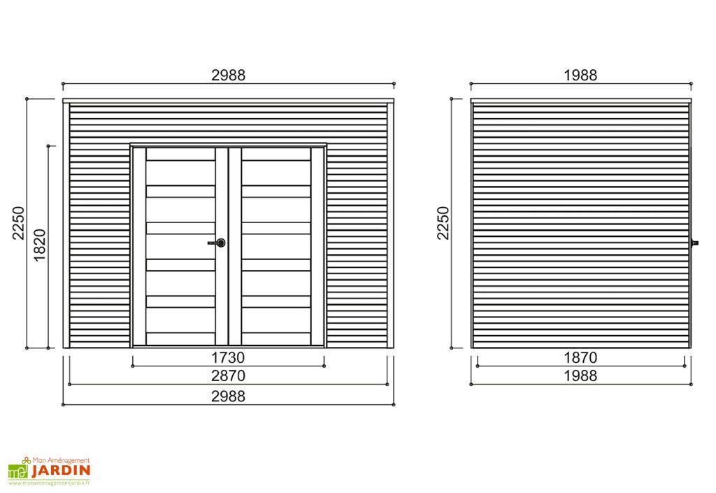 abri de jardin en bois traite capri 19 mm 6 m avec toit plat solid