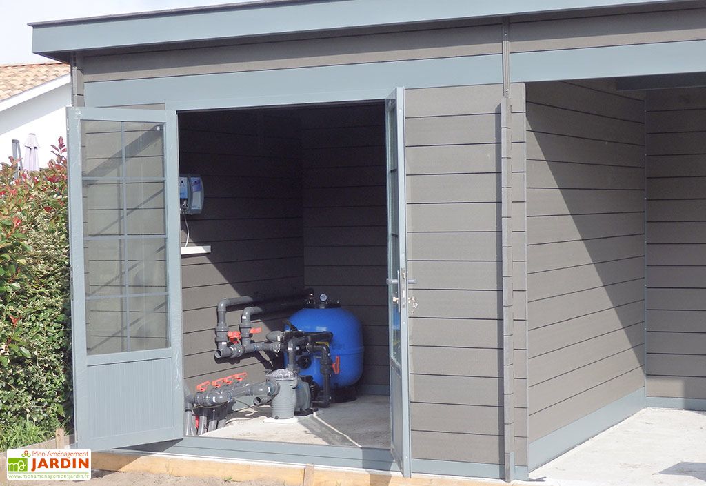 Abri de jardin composite toit plat + auvent – Actual 6 x 3 m - - Green