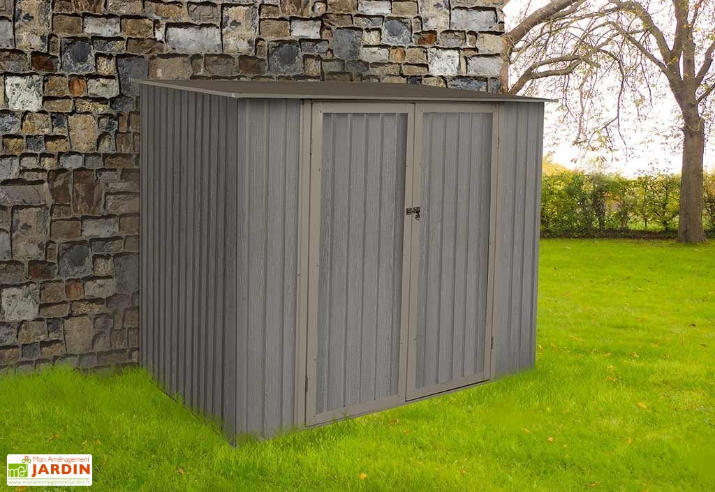 Abri De Jardin En Metal Monopente Look Bois Vieilli 3 17 M