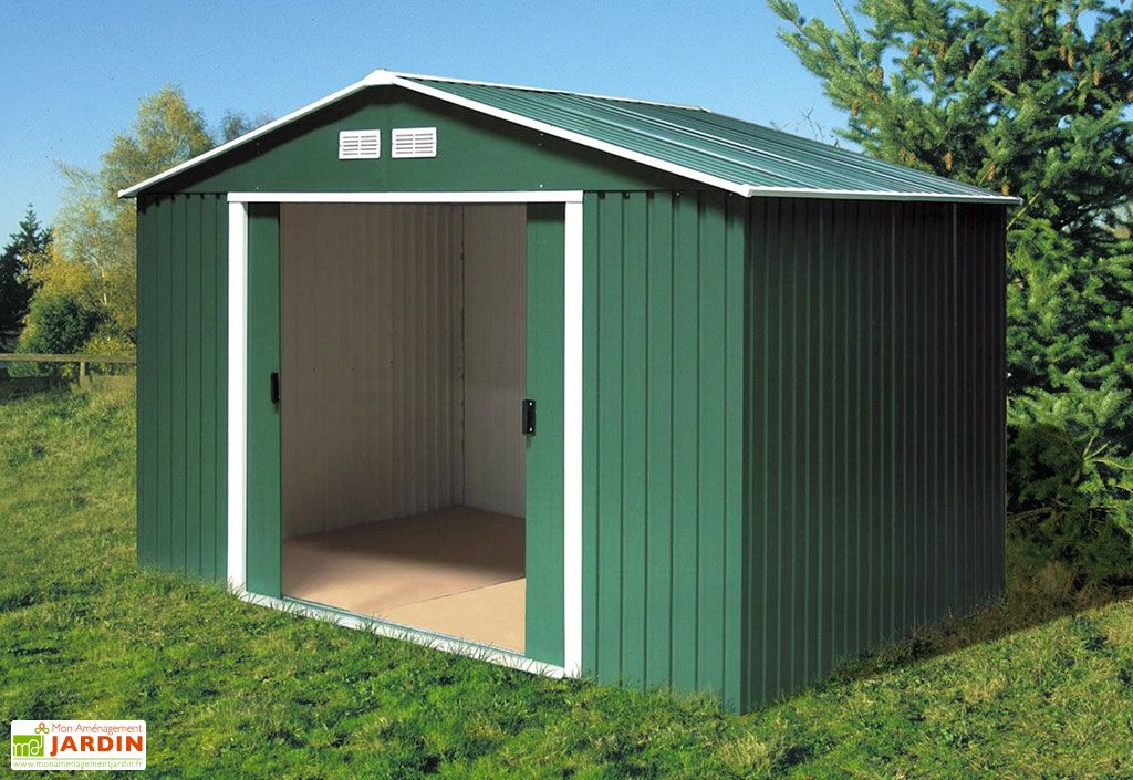 abri de jardin en metal 0 33 mm duramax 6 m vert pin 8 x 8 duramax