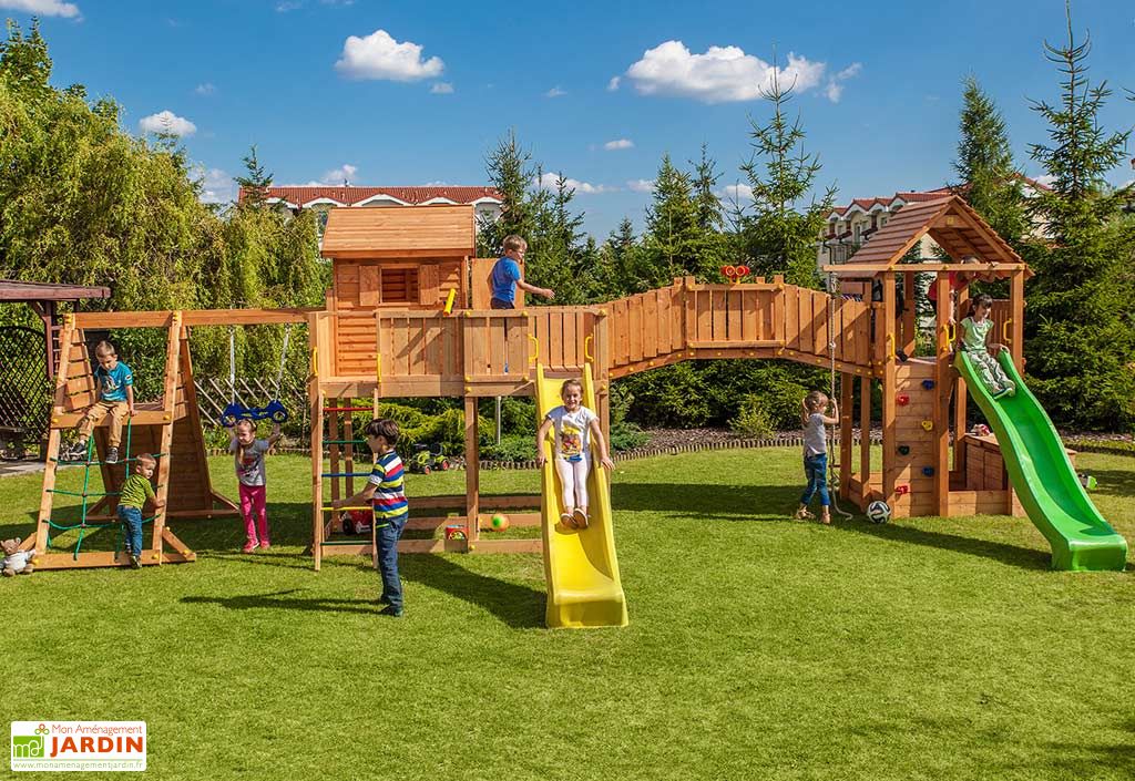 Aire De Jeux Geante Spider Land Toboggans Cabane Escalade