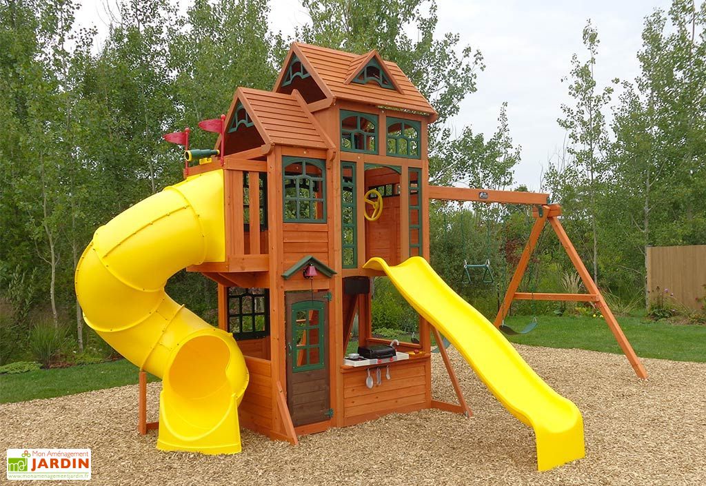 Aire De Jeux Kidkraft Bois De Cedre Canyon Ridge Balancoires