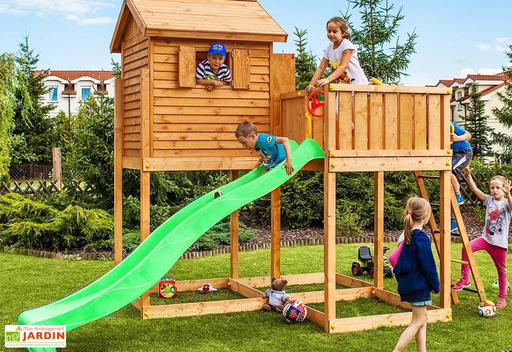 Air de jeux exterieur cabane et toboggan clearance