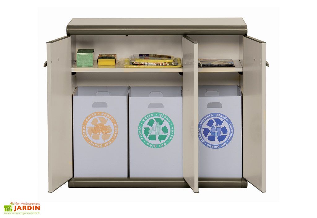 Armoire de Rangement Résine Basse 3 portes +bacs Garofalo.