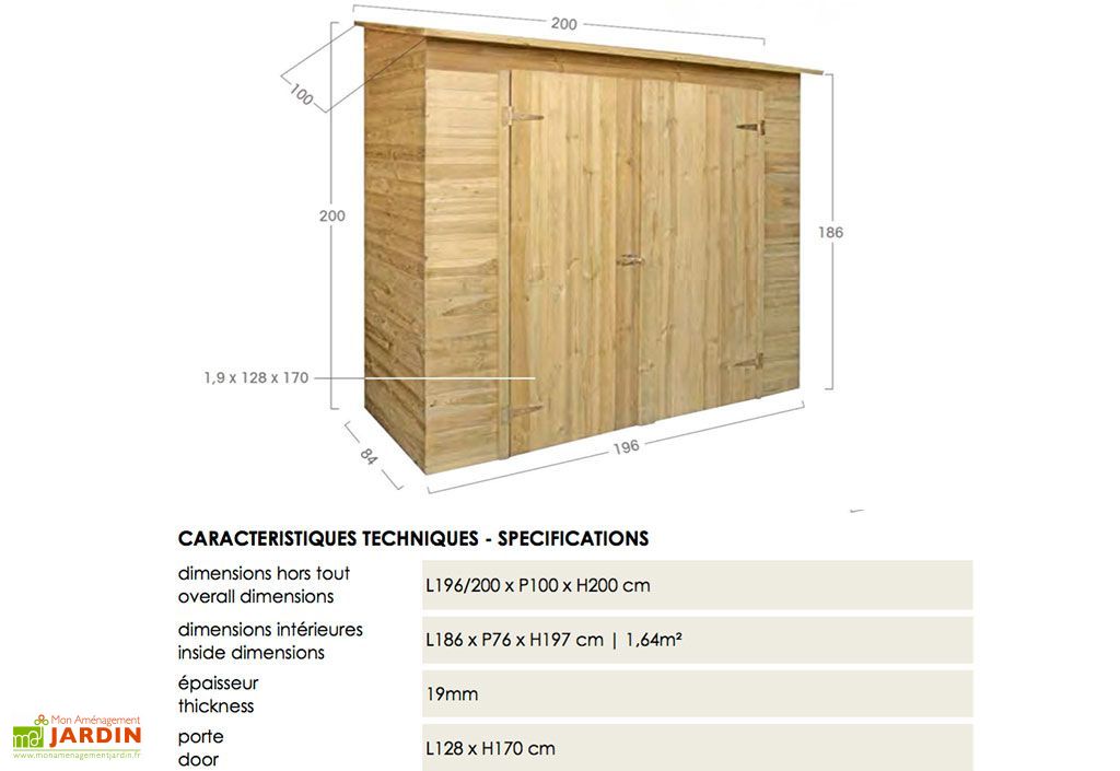 Armoire Jardin Bois Muralis 200x100x200 Jardipolys