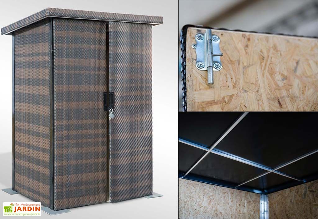 Armoire Keter Basse Aspect Resine Tressee Coloris Chocolat