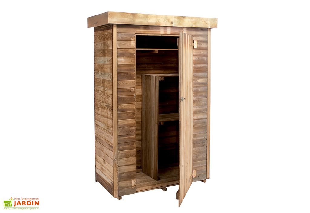 Armoire de jardin en bois l.131 x P.69 x H.200 cm ep.15 mm Theo