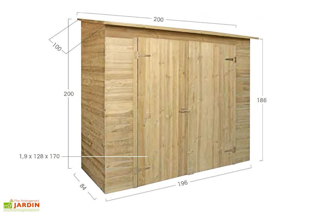Armoire de jardin bois adossable 200 x 100 x 200 cm Sanova Armoire