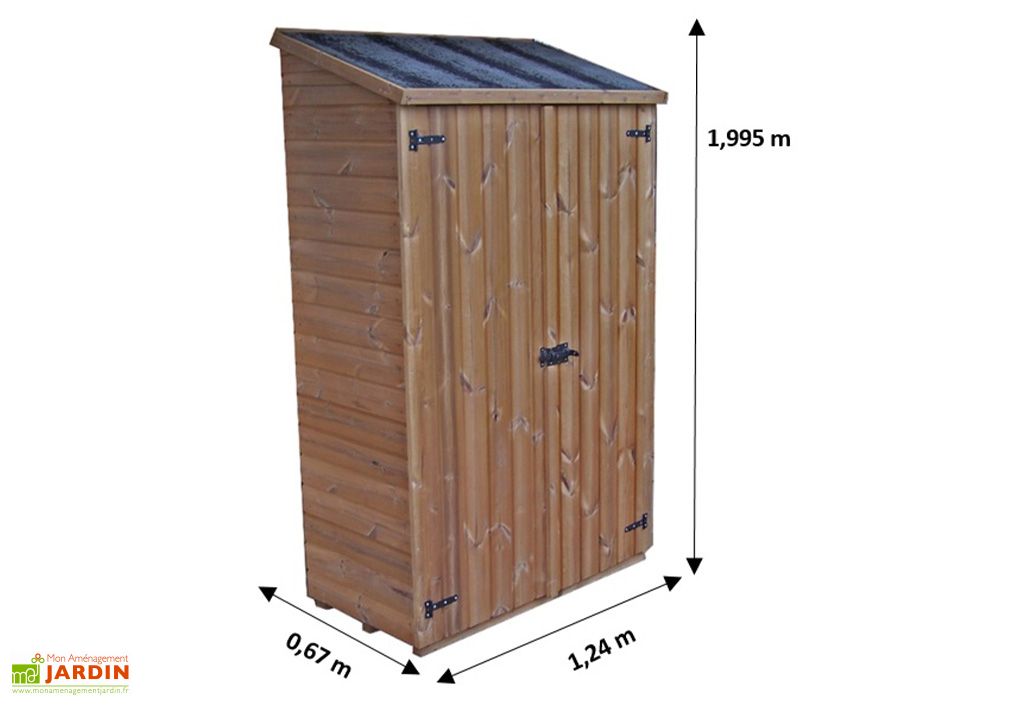 Armoire de jardin en bois traité THT avec étagères 1,24 x 2 m Habrita