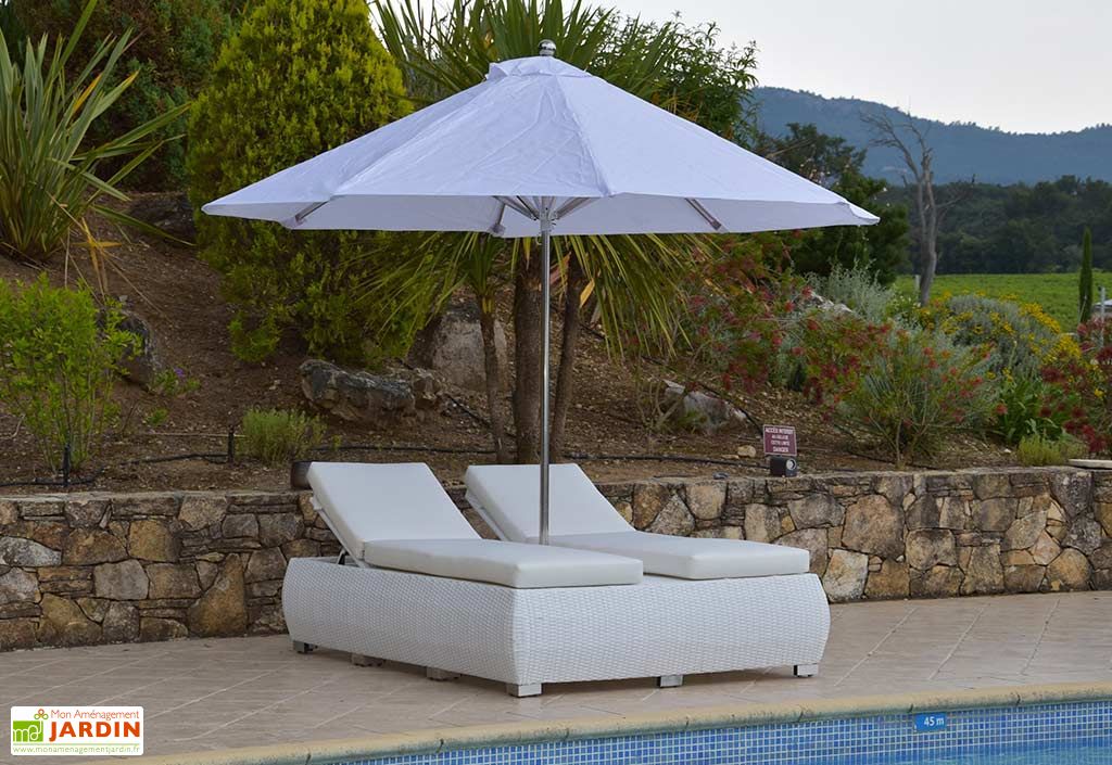 Bain De Soleil Double En Aluminium Et Resine Tressee Blanc Ace Givex