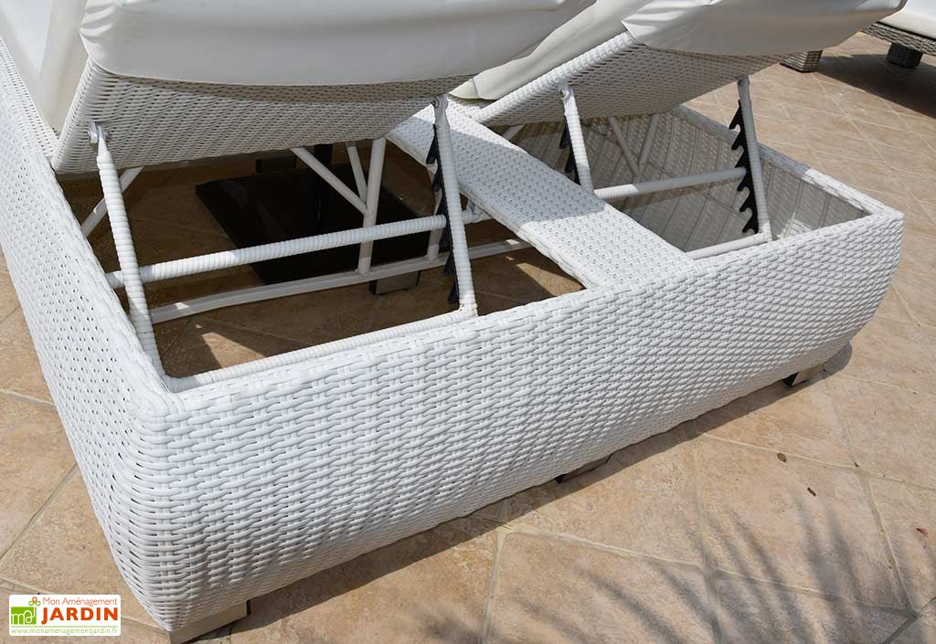 Bain De Soleil Double En Aluminium Et Resine Tressee Blanc Ace Givex