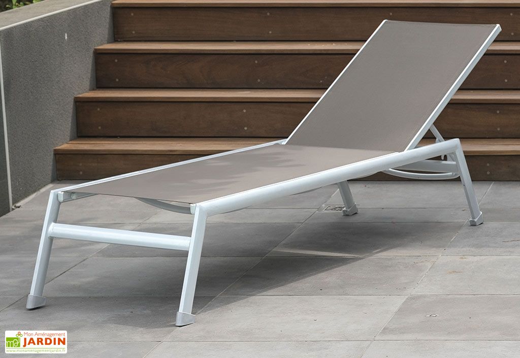 Bain De Soleil Inclinable Aluminium Et Textilene Taupe 1 90 M