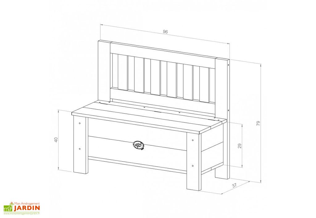 Banc Pour Enfants En Bois Coffre A Jouets 100 Cm Moby Axi