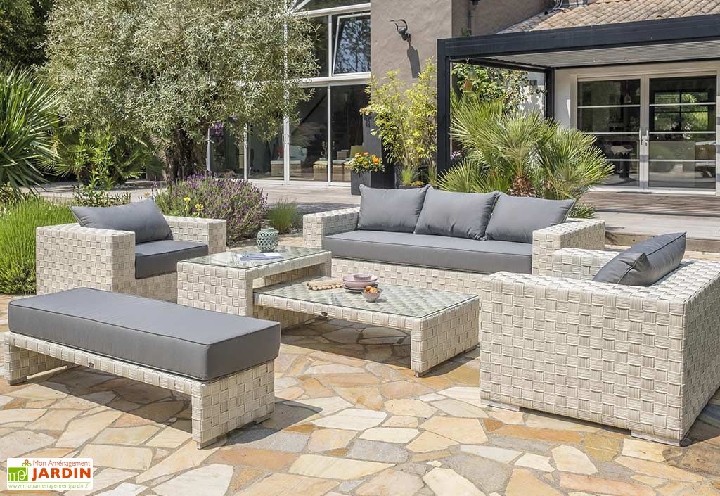 Banc De Jardin En Aluminium Et Resine Tressee Tosca Paris Garden