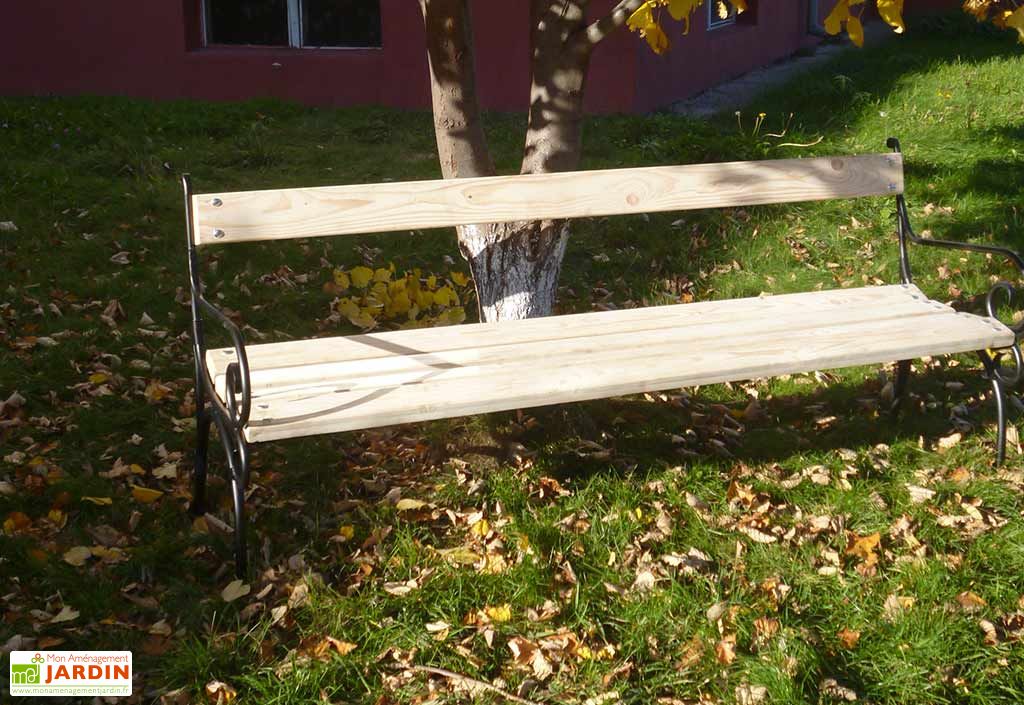 Banc De Jardin Bois Et Fer Forge 4 Places 200 Cm 35 Mm Alma Habrita