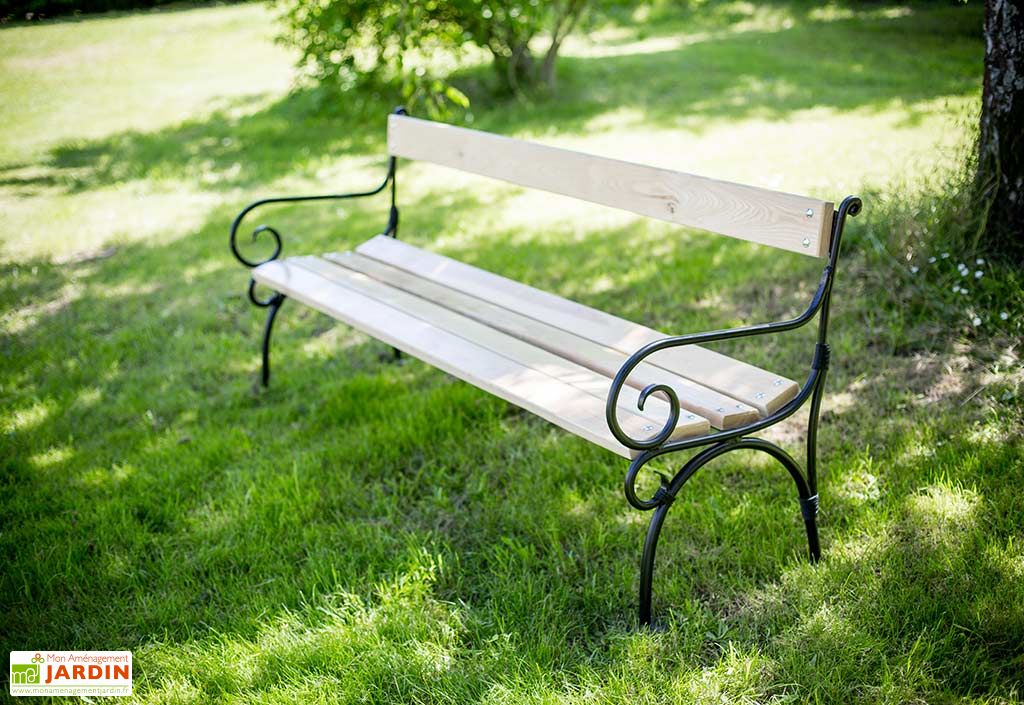 Banc De Jardin Bois Et Fer Forge 4 Places 200 Cm 35 Mm Alma Habrita