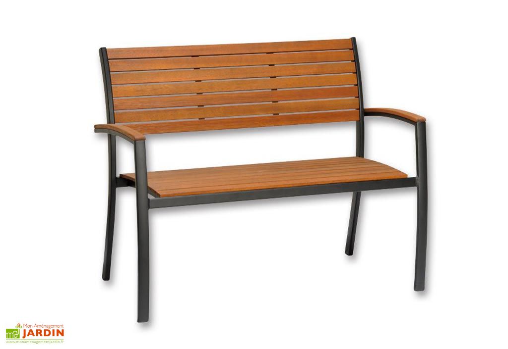 banc de jardin en bois d eucalyptus et aluminium flamingo 59 x 114 cm mountfield a s