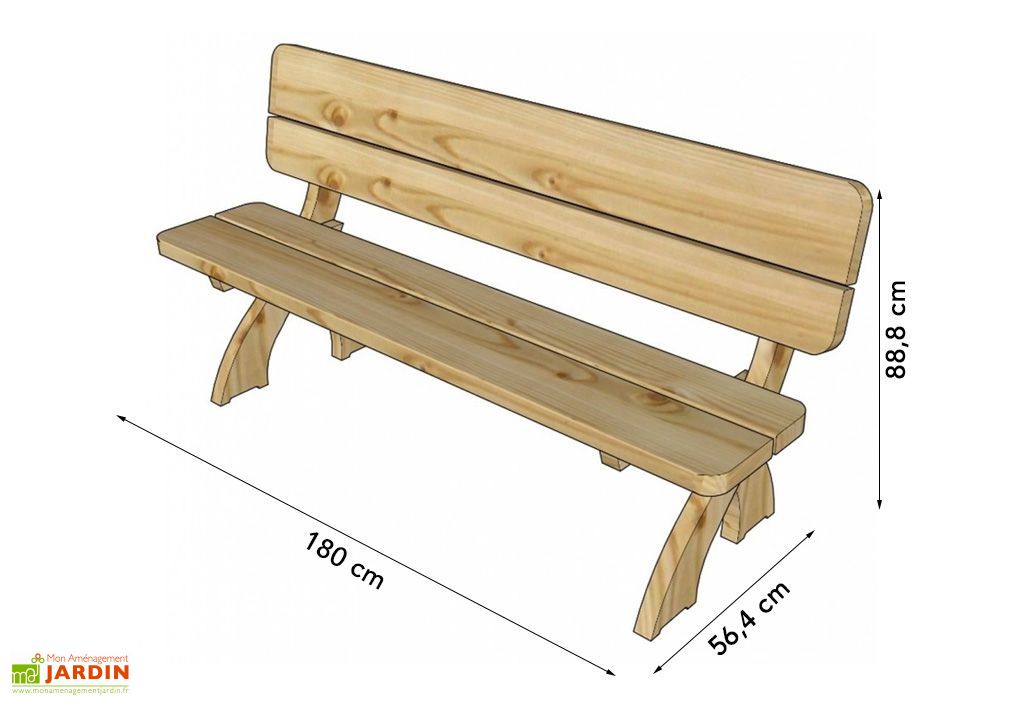 Banc de Jardin avec Dossier en Bois Autoclave 180 cm 45 mm ...
