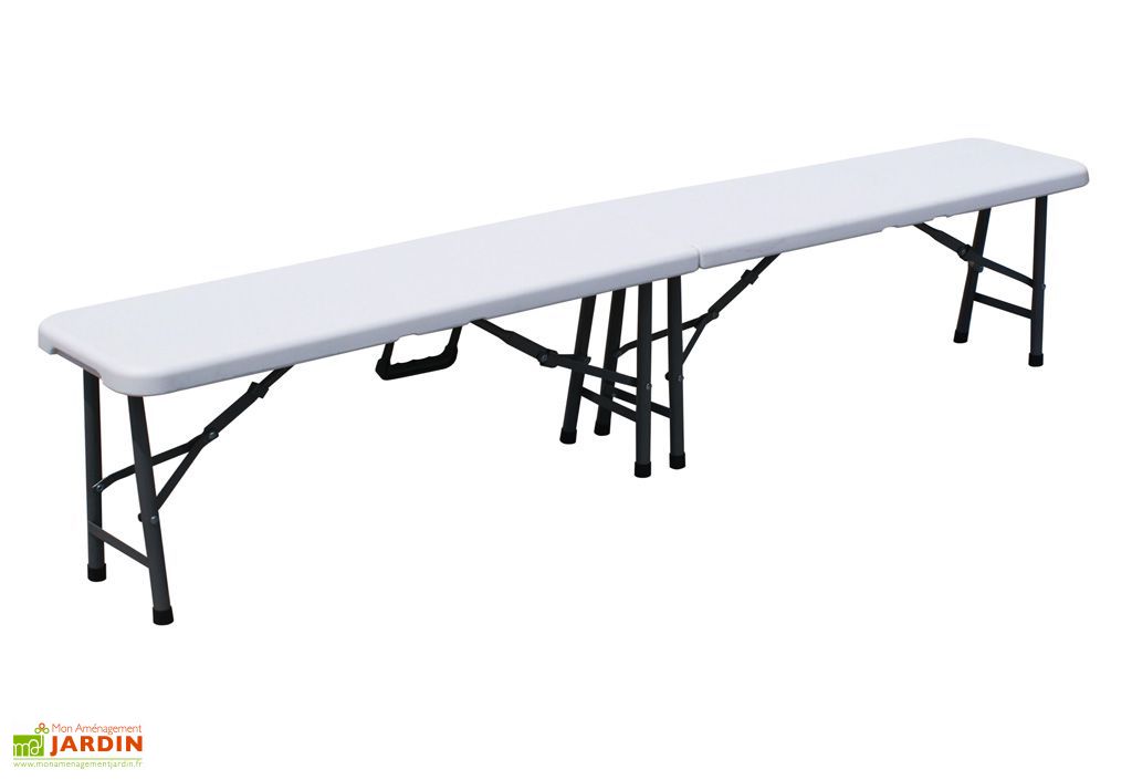 Banc Pliant Resine Azur 183x30 Blanc Cross Outdoor