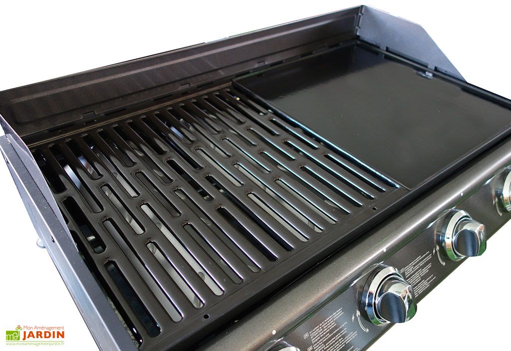 BBQ Plancha à Gaz avec Grill Las Palmas 4 Brûleurs Cook'in Barbecue au gaz mixte à poser Las Palmas 14kW:
