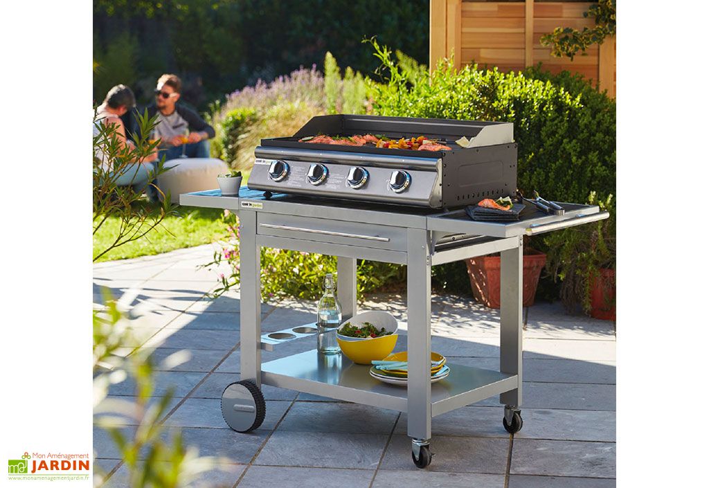 BBQ Plancha à Gaz avec Grill Las Palmas 4 Brûleurs Cook'in Barbecue au gaz mixte à poser Las Palmas 14kW: