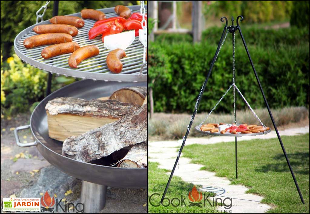 Braséro en Acier Bali + Grill Inox sur Trépied 180 cm Cookking