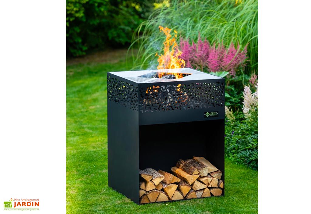 Braséro Barbecue en Acier Cube 75 x 100 cm + Grille de Cuisson Braséro Barbecue en Acier Cube 75 x 100 cm + Grille de Cuisson