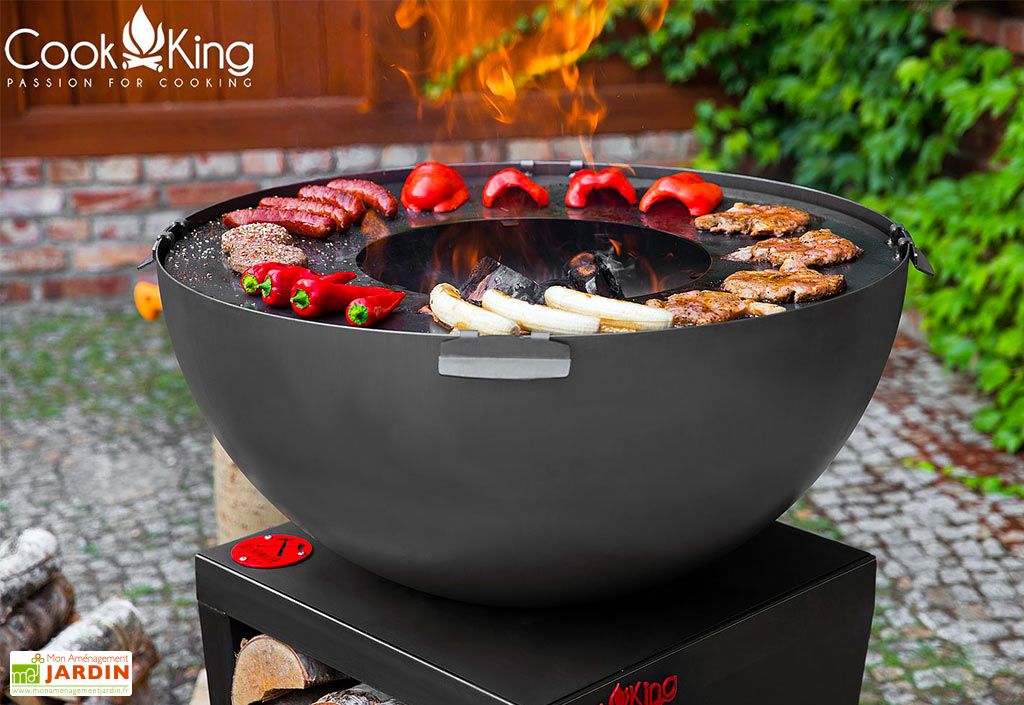 Braséro Barbecue Plancha en Acier ⌀85 cm Santos + Bûcher Barbecue, brasero, plancha | Bricomarché