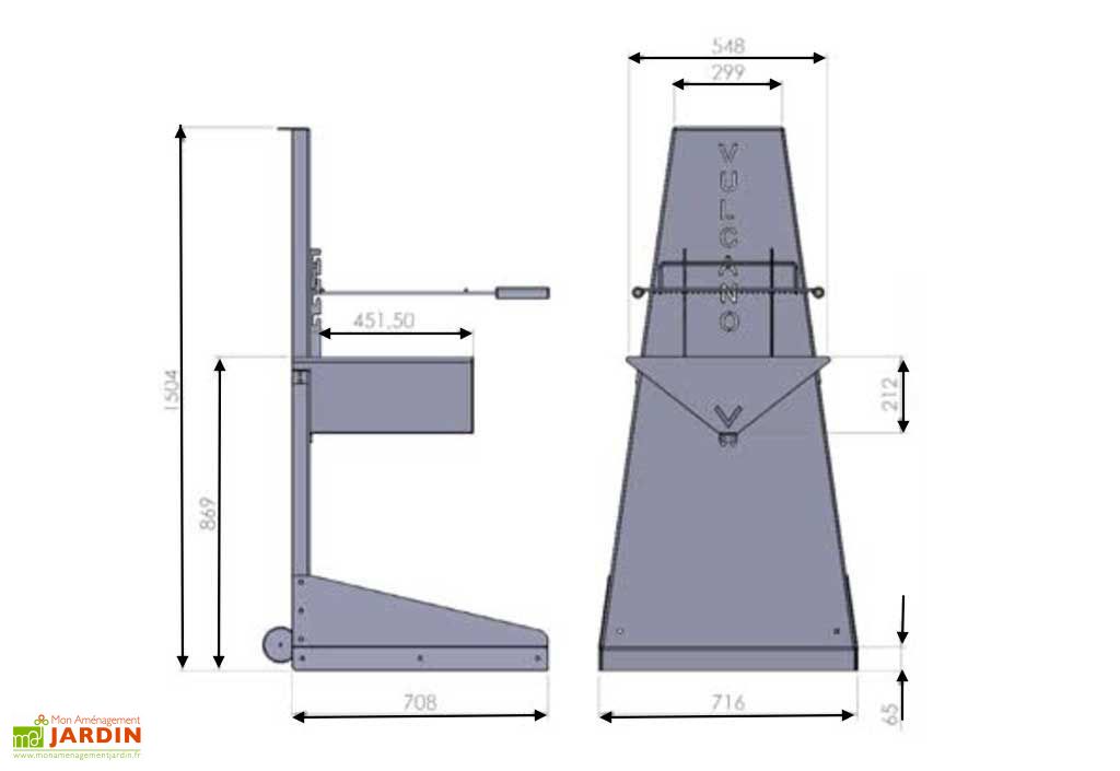 Braséro Barbecue Vulcano Design Acier L'Art du Jardin Barbecue braséro Vulcano: : Jardin