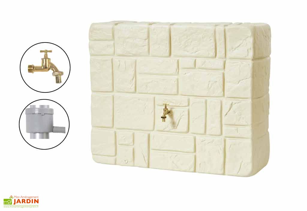 Cuve Récupération Deau Pluie Brick Murale 300l Sable