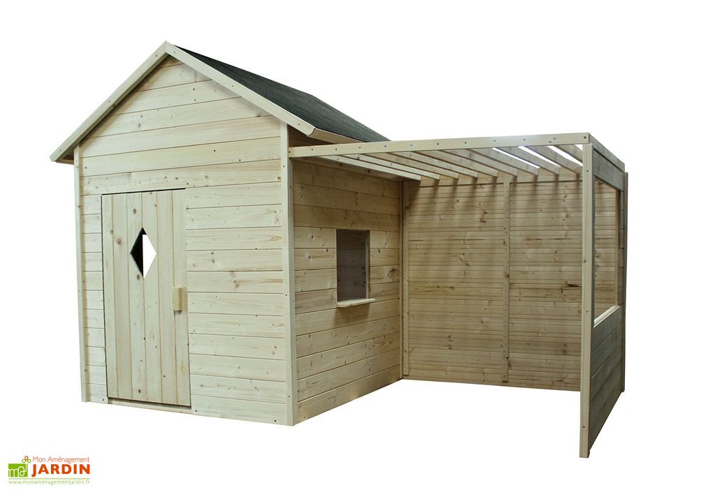 Cabane Maison D Enfants En Bois Brut Mimosa Pergola 1 X 2 5 M Soulet