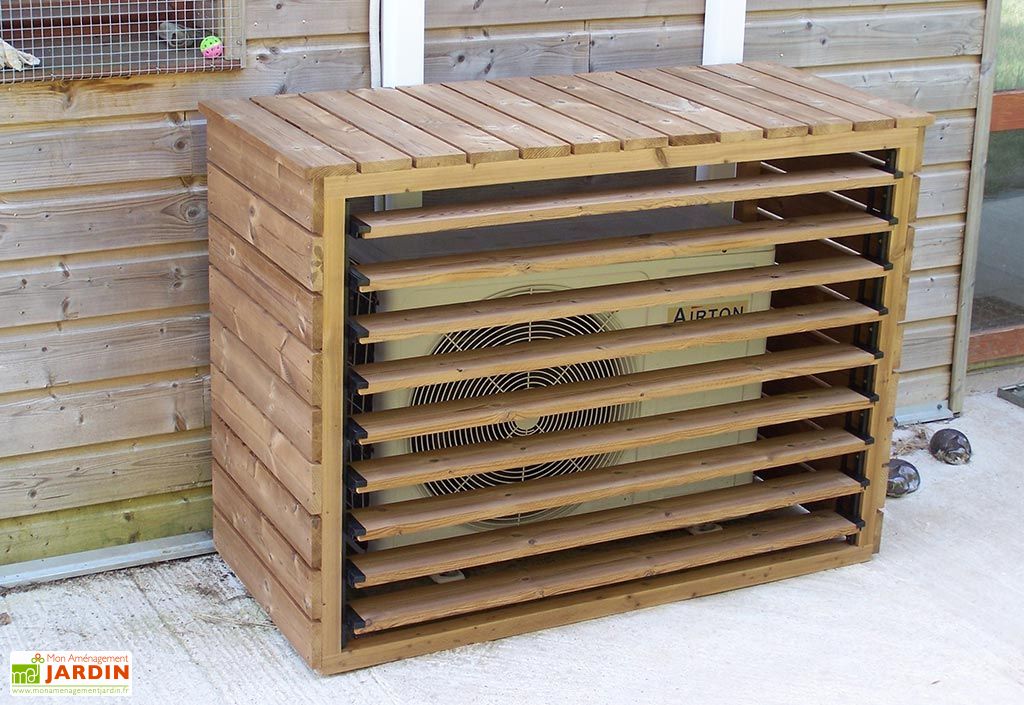 Cache Climatiseur Exterieur En Bois D Epicea Traite 132 X 58 X 147