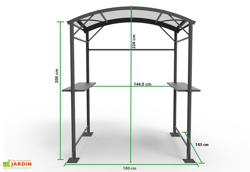 Carport Abri Pour Barbecue Acier Galvanise Et Epoxy 1 5 X 1 8 M