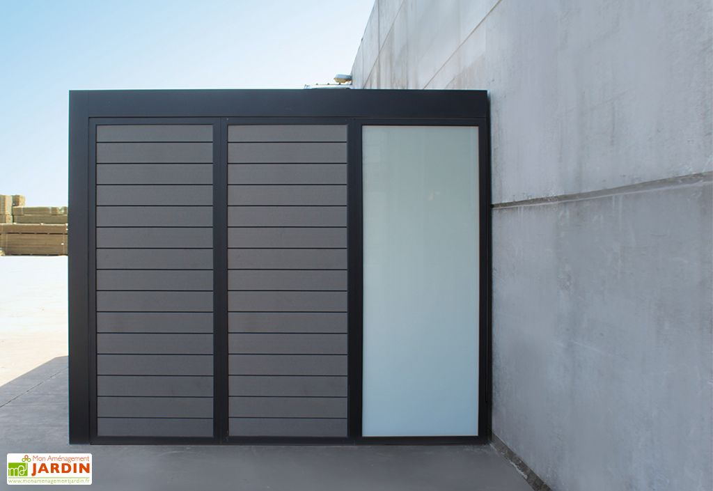 Carport Adosse En Aluminium Bois Composite Et Verre Maluwi 14 M
