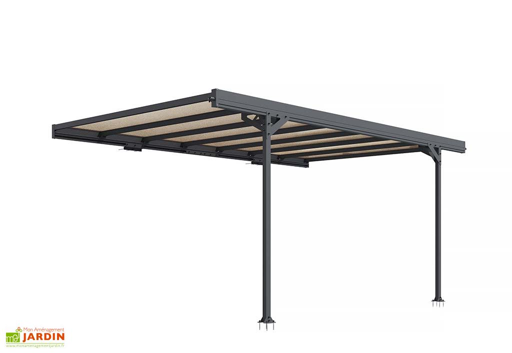 carport adosse en aluminium et polycarbonate mistral 15 m trigano