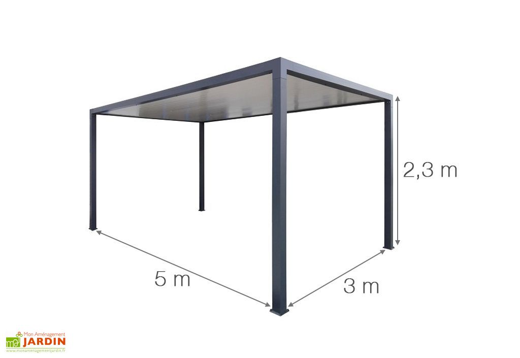 Carport Pour Voiture A Toit Plat En Acier Et Aluminium 5 X 3 M Nfi