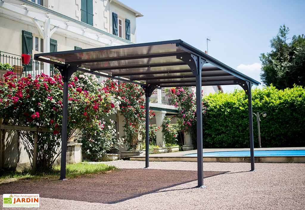 Carport En Aluminium Toit Plat 294x500cm Habrita
