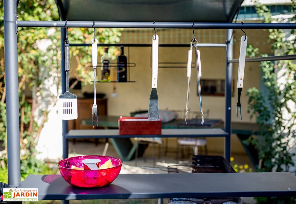 Carport abri pour barbecue acier galvanisé et époxy 2,5 x 1,35 m Habrita