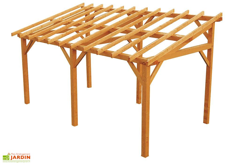 Carport Bois Monopente 540x284x301cm Traite En Option Burger
